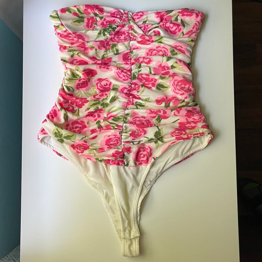 Zara Pink and Green Floral Blouse - Picture 3 of 16